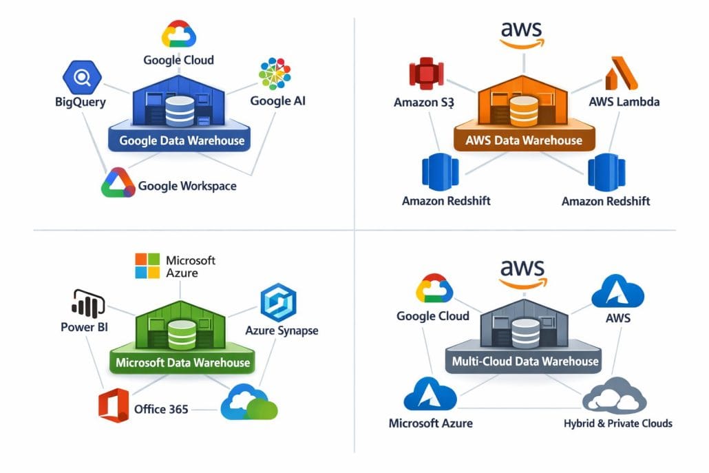Top Cloud Data Warehouse Platforms: Snowflake, BigQuery, Redshift, Azure Synapse – 2026 Comparison 3 Cloud Data warehouse consulting
